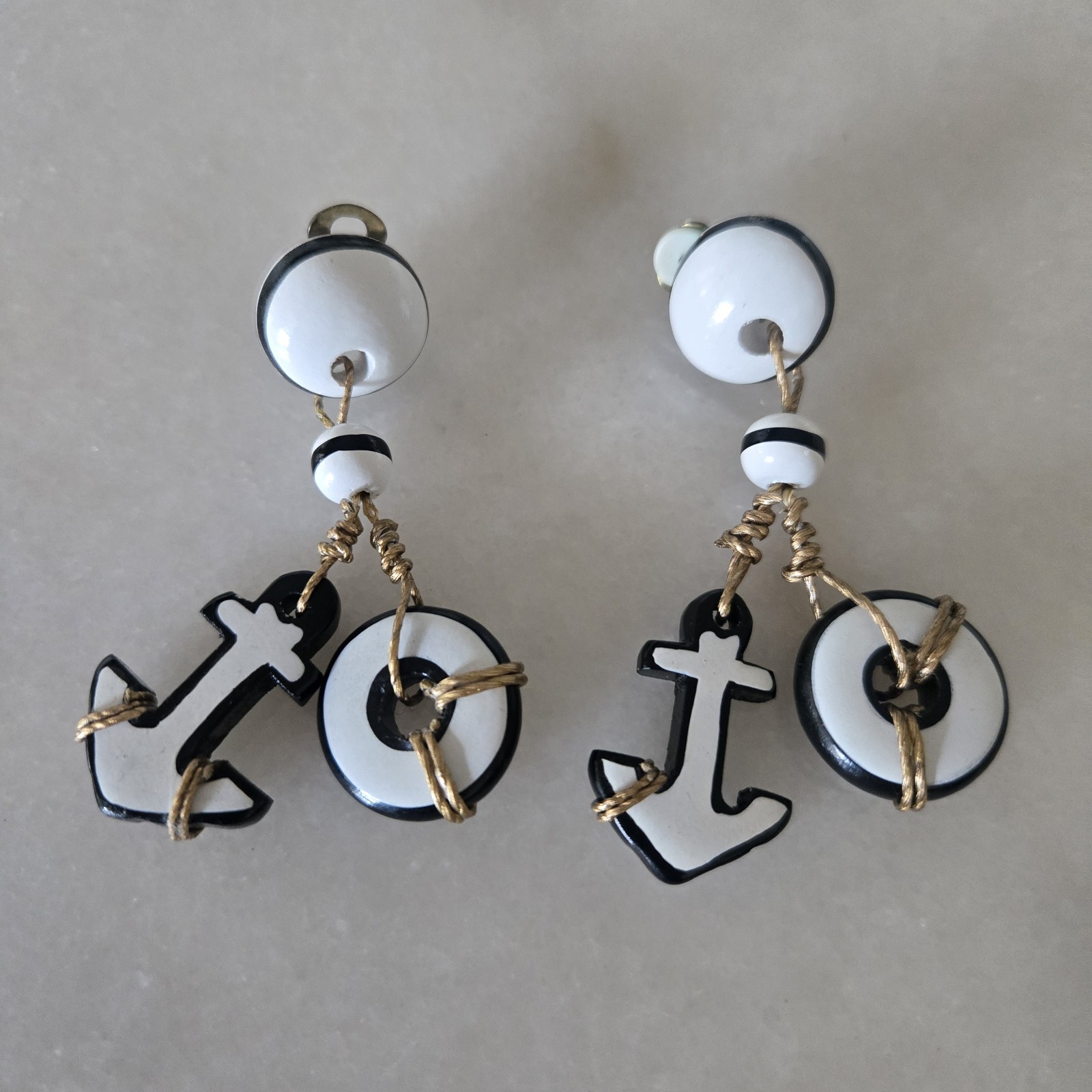 Vintage Nautical Clip On Earrings, Cruise, Party, Beach, Vacation