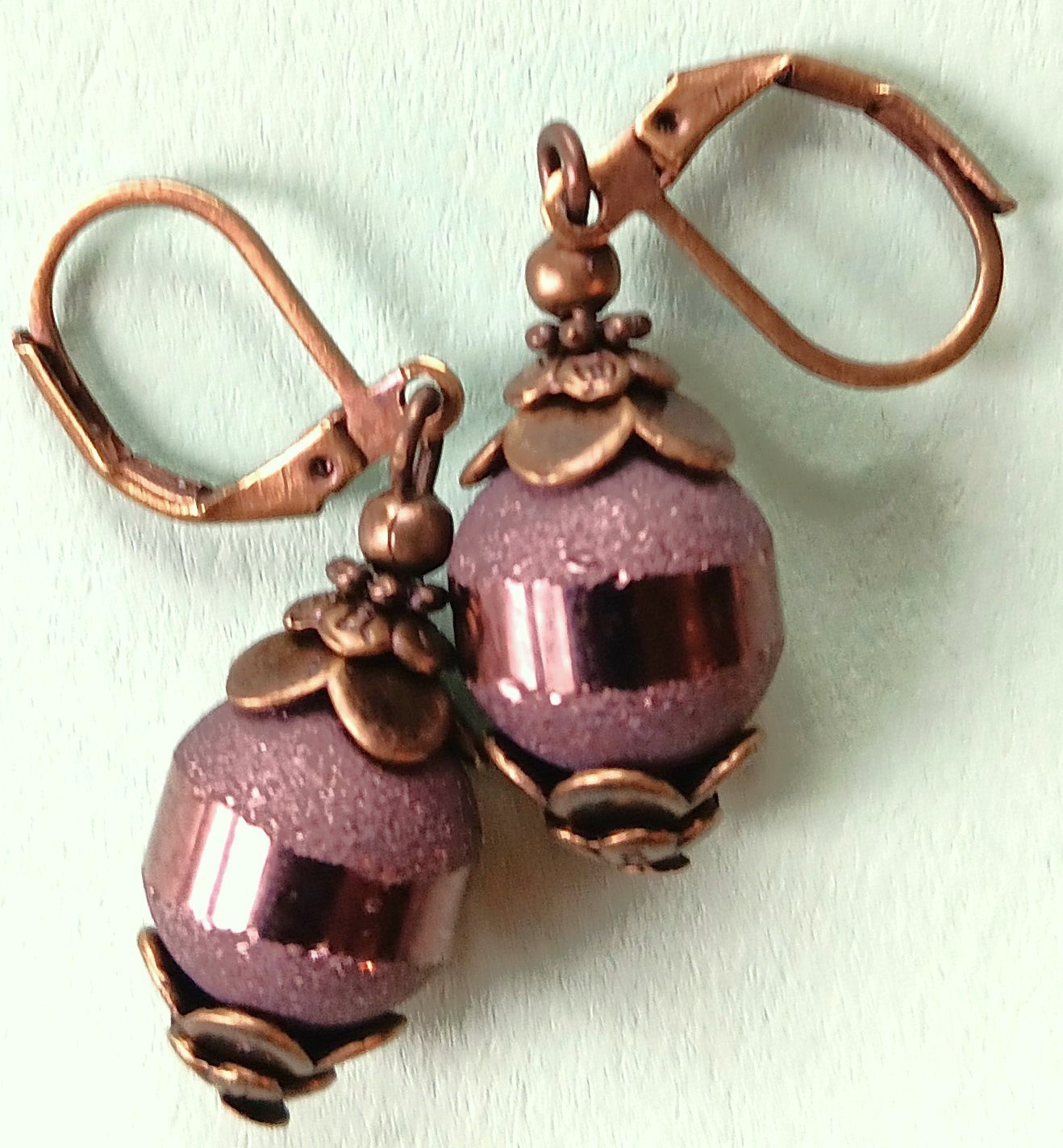 CHOCOLATE frosted CRYSTAL earring Bronze LEVERBACK handcrafted #XSP-b
