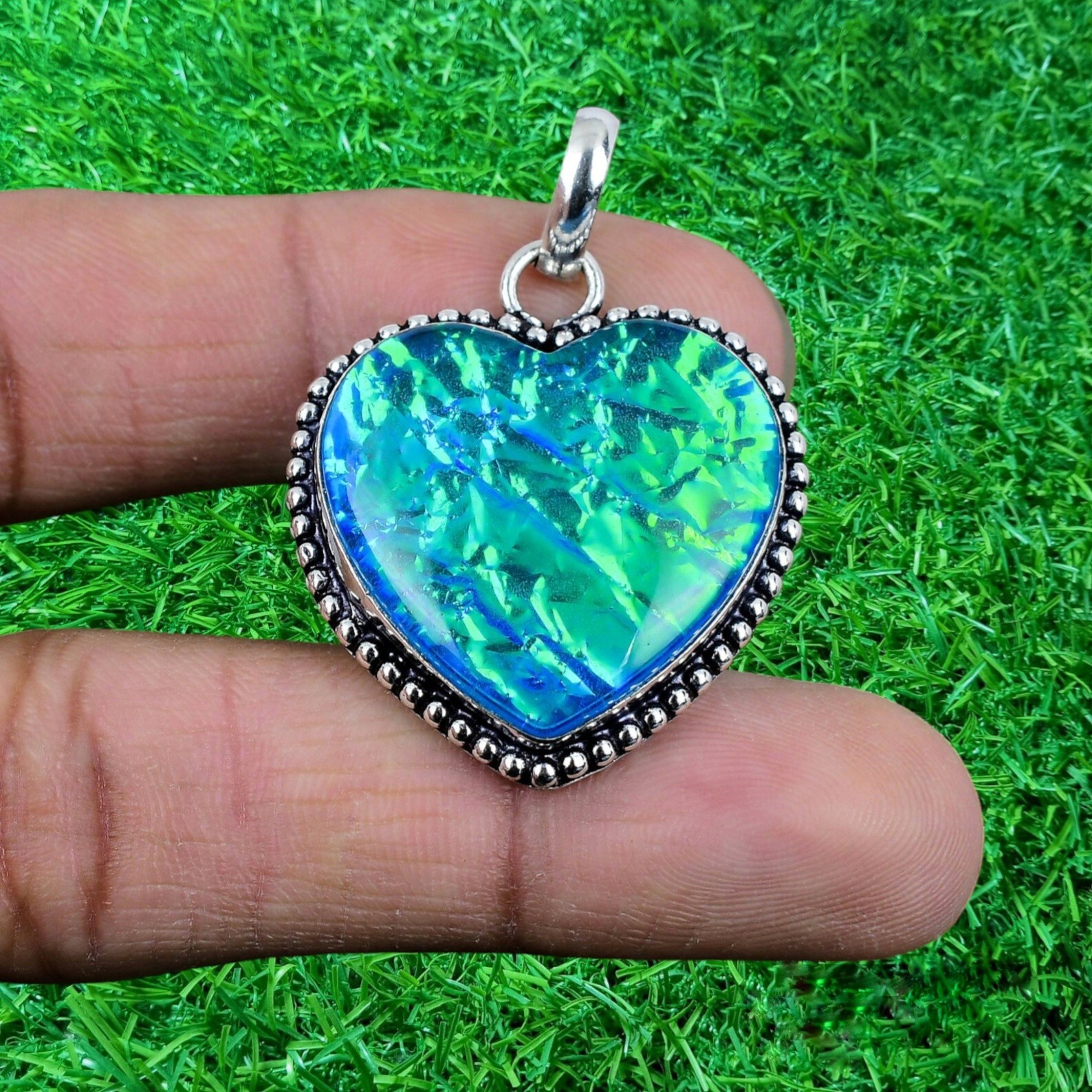Triplet Fire Opal Heart Gemstone Pendant 925 Sterling Silver Jewelry Pendant