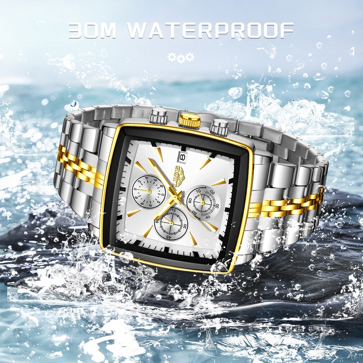 Men Business Watch Stainless Steel Quartz Date Luminous Chronograph Man Watch