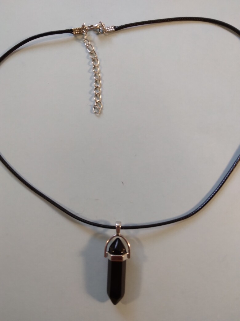 Black Gemstone on 17 1/2 – 19 1/2 inch Black Cord type necklace 249156