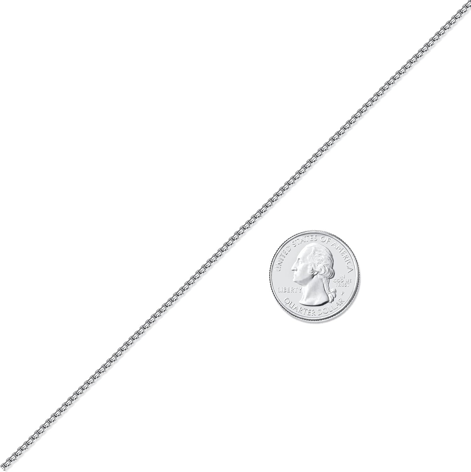 Mens Chain Necklaces, Stainless Steel Rolo Chain Necklace for Men and Women, Sil