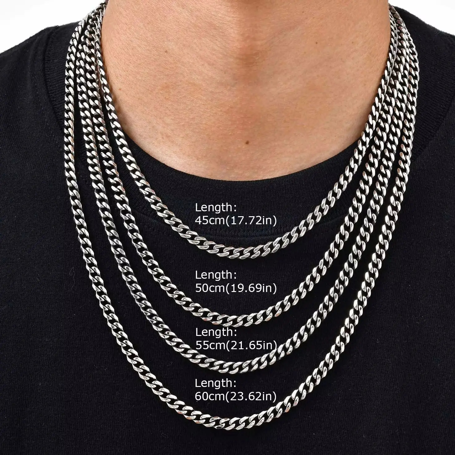 Mens Womens Cuban Link Chain Necklace 5mm Stainless Steel Silver Gold 18-24 in