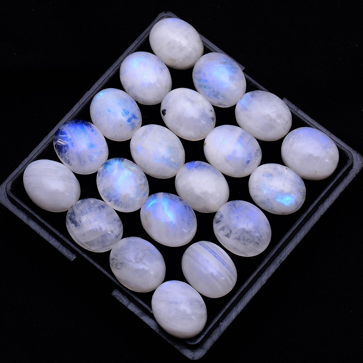 10 Pcs Natural Blue Shine Moonstone 11mm*9mm Oval Cabochon Untreated Gemstones