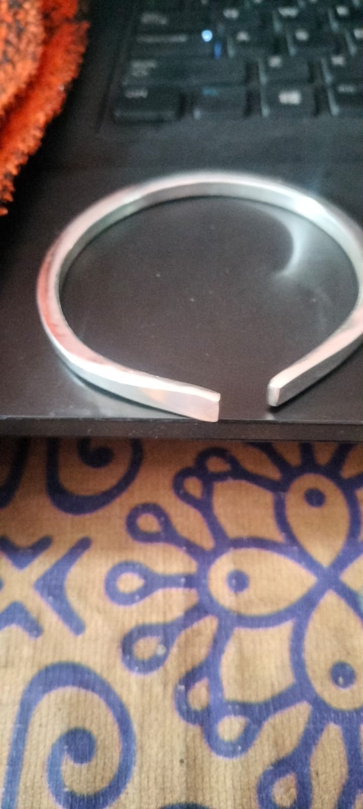 hammered 925Sterling Silver Cuff Bracelet, Minimalist Rustic Bangle