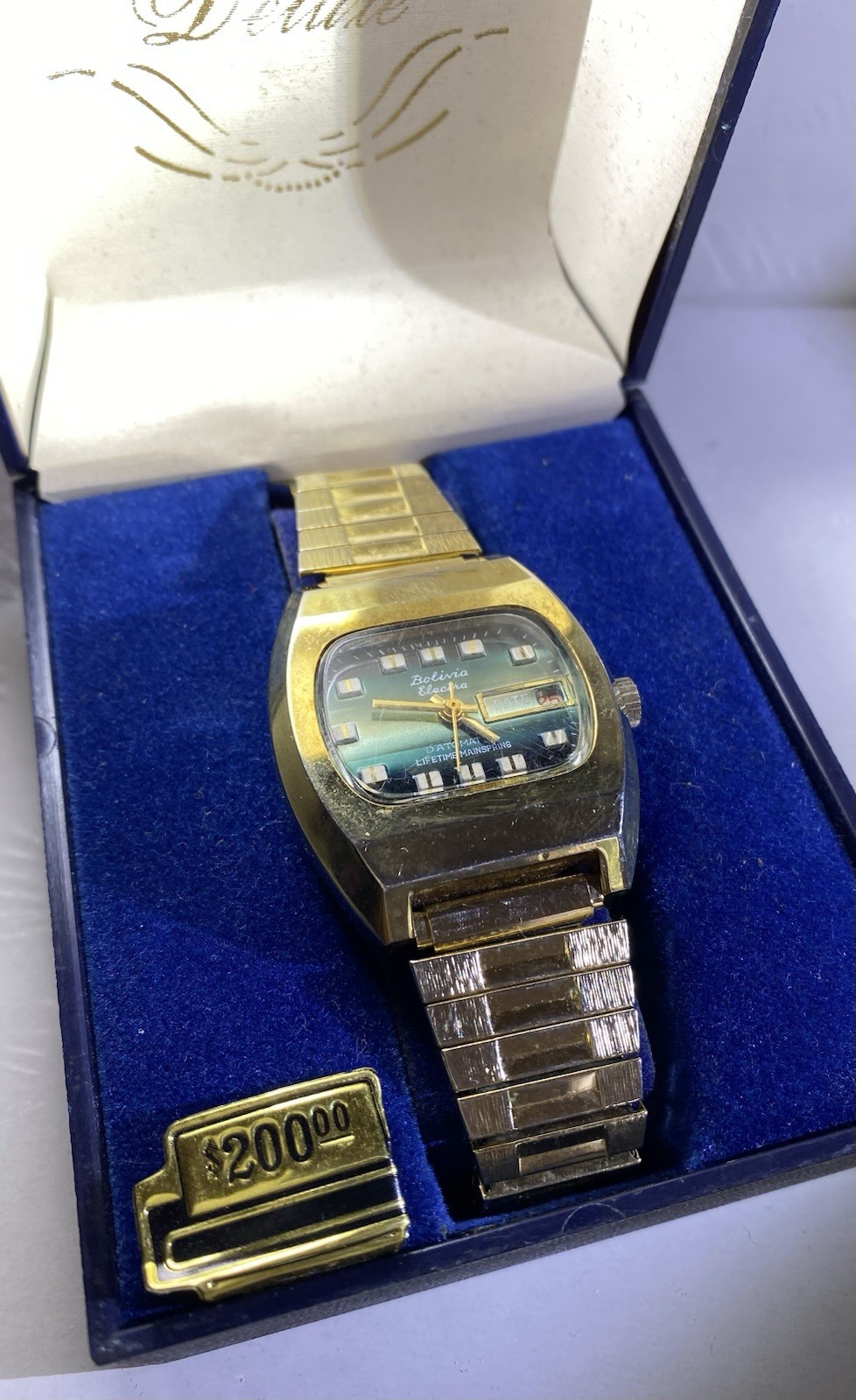Vintage 1970s Bolivia Electra Watch TV Style DATOMATIC Mechanucal Movement WORKS