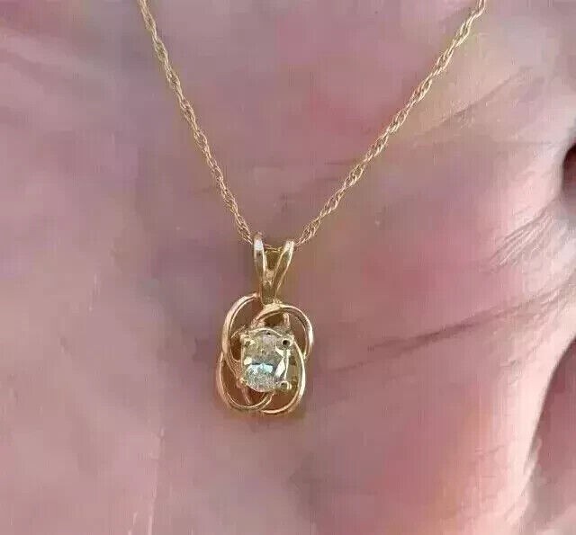 Oval Cut Simulated Diamond Women’s Stunning Fancy Pendant 14K Yellow Gold Plated