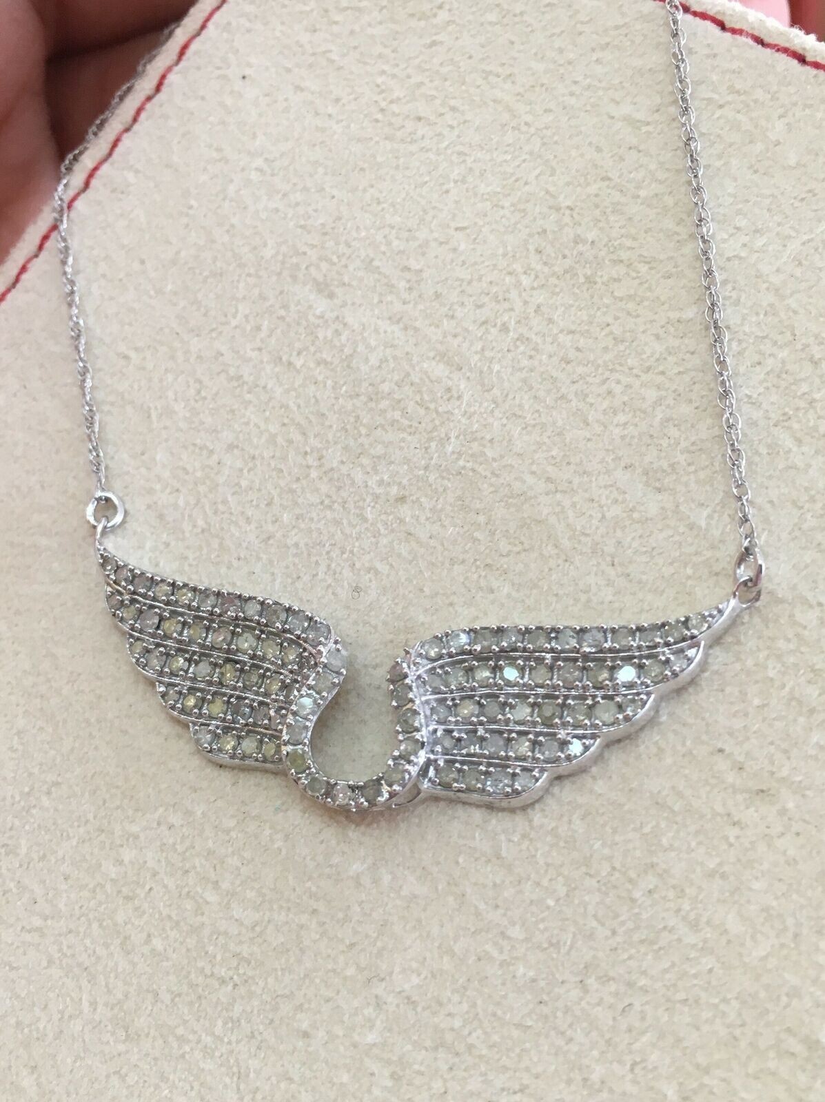 1.23Ct Round Diamond Angel Wing Pendant Necklace 14K white Gold Over