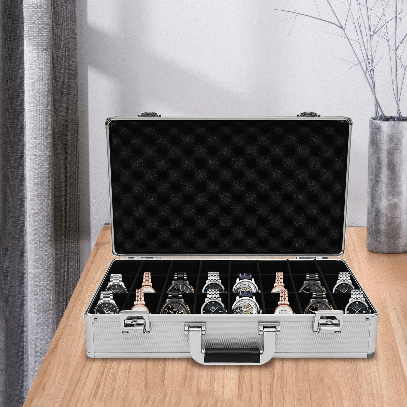 Watch Case Jewelry 24 Grid Aluminum Alloy Box Watch Case Briefcase Design Gift