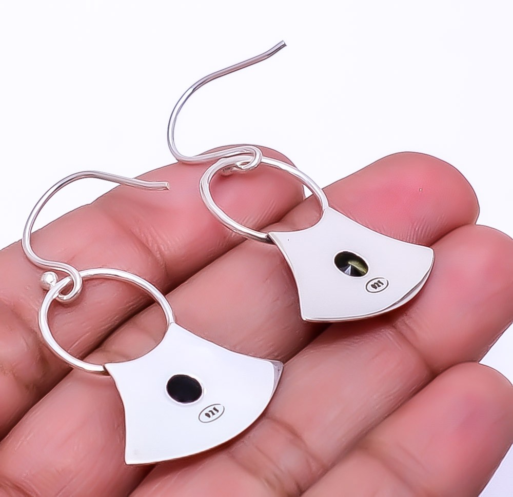 Black Onyx 925 Sterling Silver Textured Basket Earring 1.68″ E2010110, Christmas