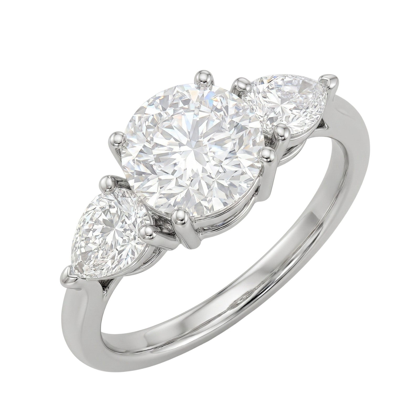 3.00ctw Pear Cut F/VS+ Lab Grown Diamond 3 Stone Ring 14K Gold Women