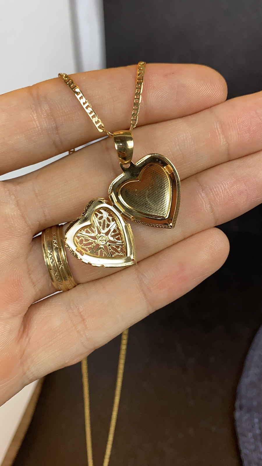 14K Gold Filled Heart Necklace Elegant Charm Mariner Chain for Womens Girls