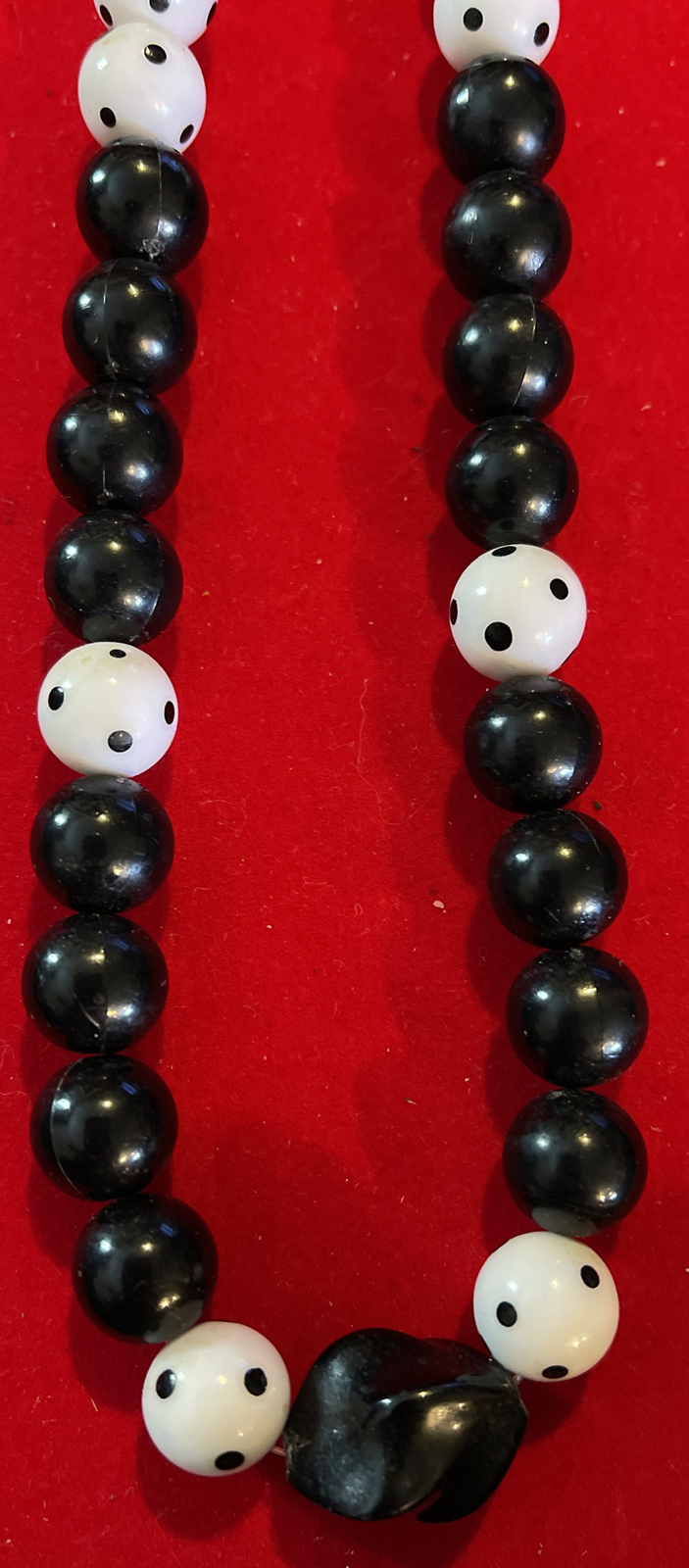 Black and White Beaded Necklace – Unique Design – Approx 24″