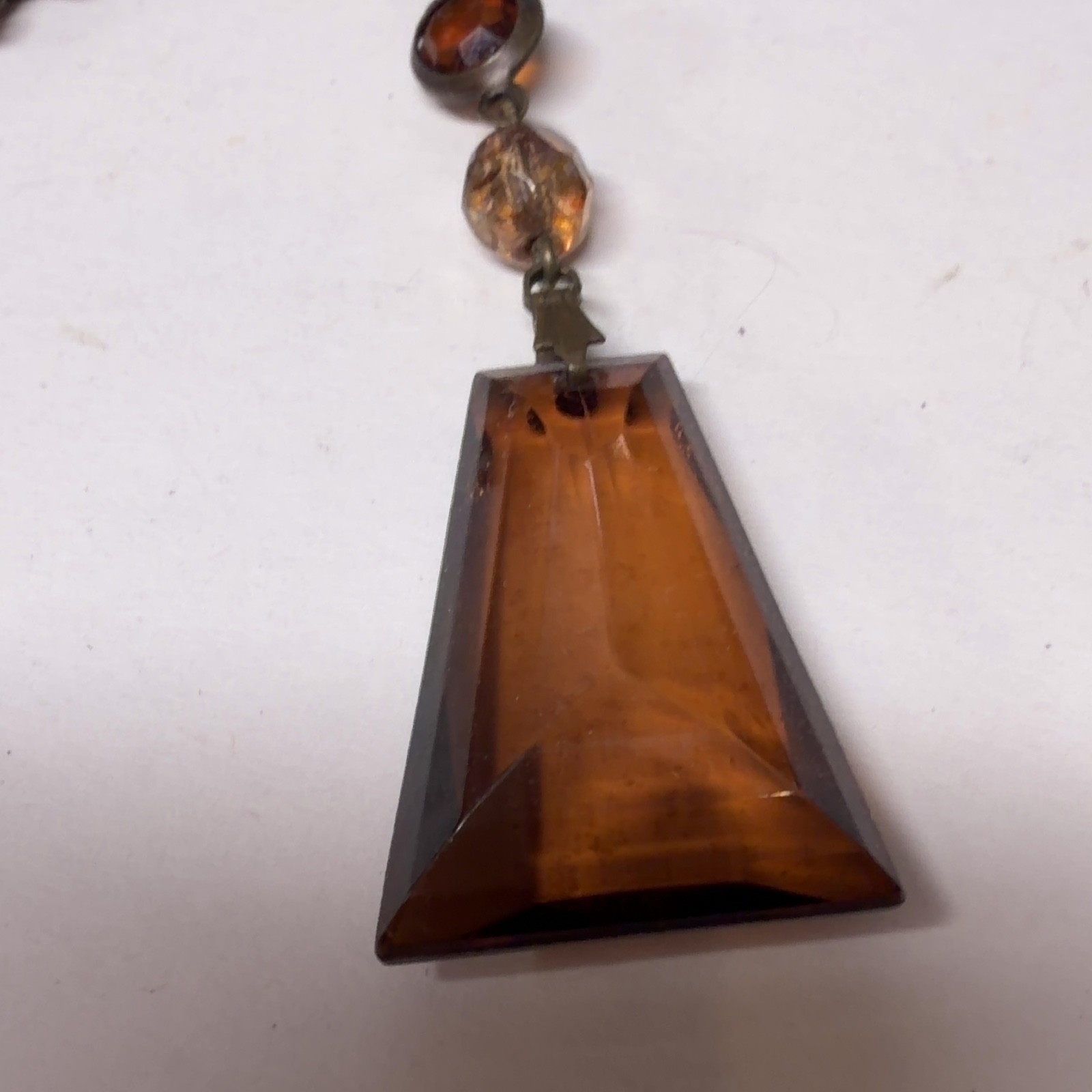 ROBERT ROSE Amber Beaded Necklace Statement Geometric Pendant