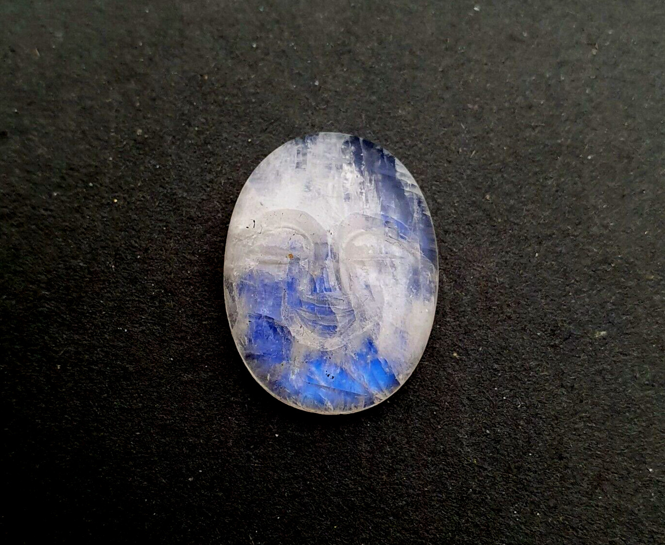 Natural Rainbow Moonstone Hand Carved Face Loose Gemstone 21×28 MM 33 CT
