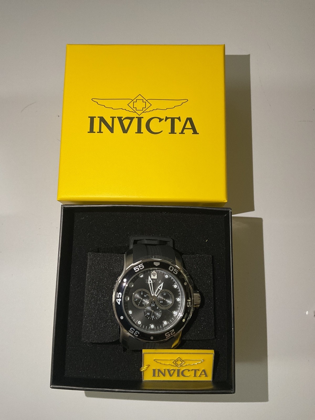 Invicta Men’s Black Chronograph Watch with Stainless Steel Case 45721