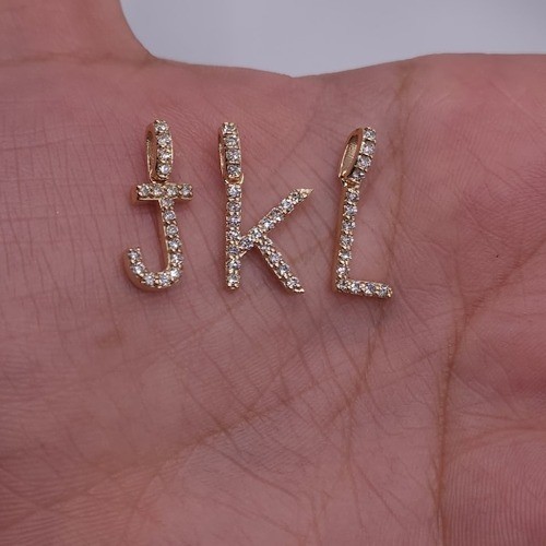 14Kt Gold Initial Letter 0.36 Ct Lab Grown Diamond Pendant