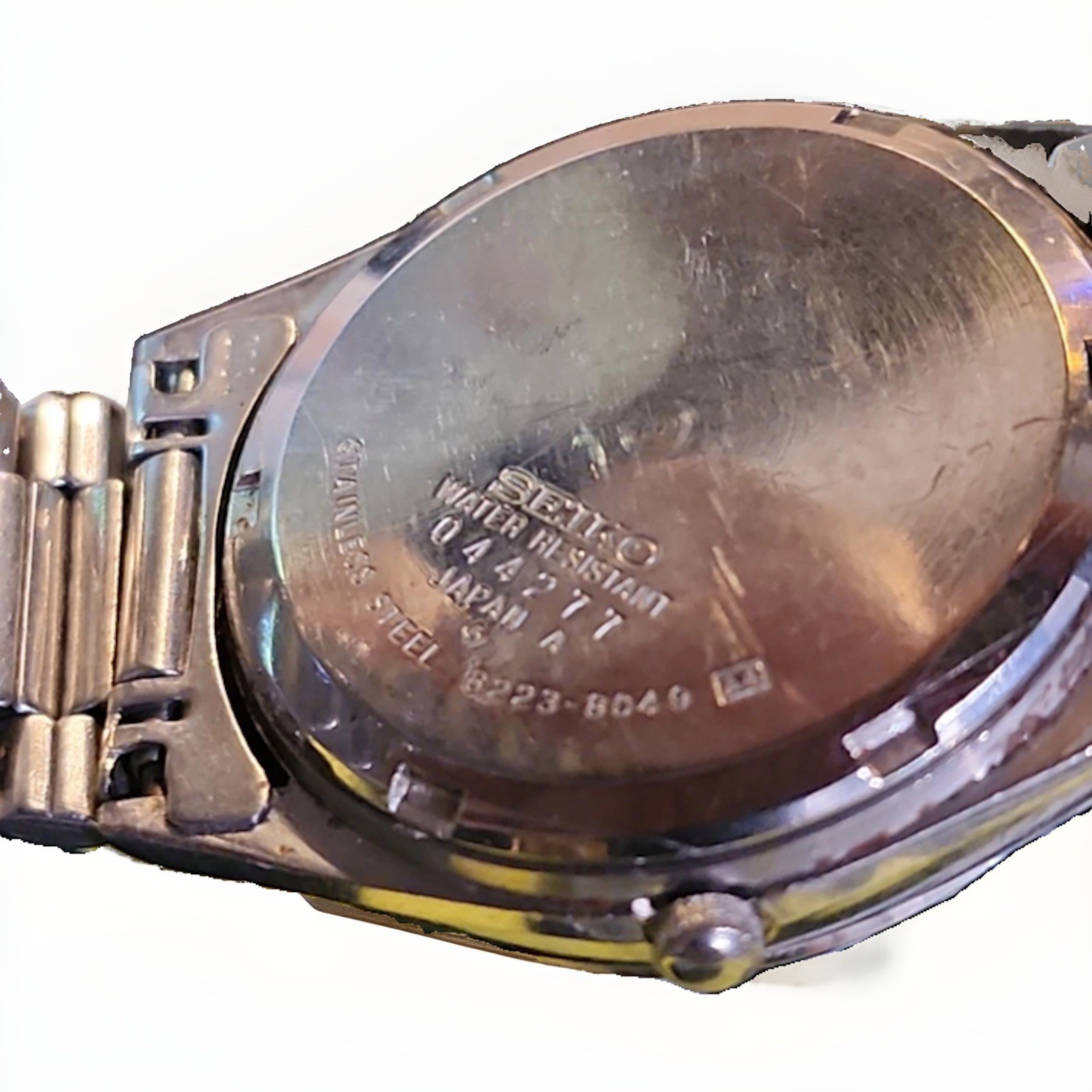 Vintage Seiko Mens Watch 34mm Railroad Approved Day Date Runs Great W/ SQ Band