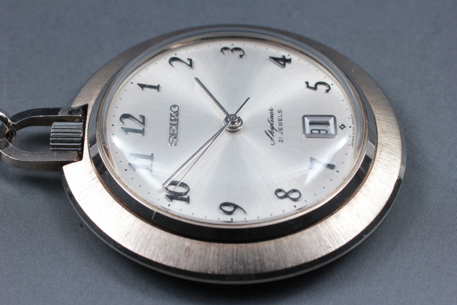Vintage 1974 N MINT Seiko Skyliner 6102-0010 21J PDP Mens Pocket Watch JAPAN