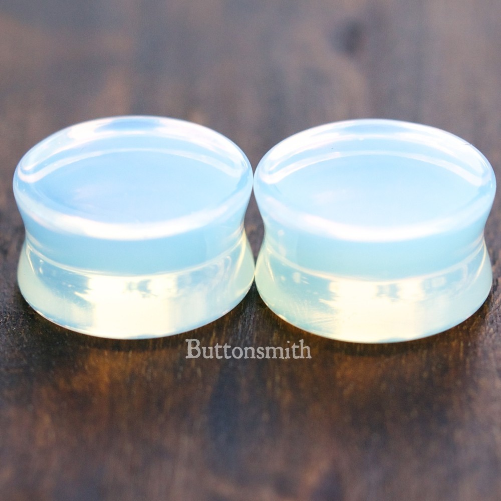 Pair of Opalite moonstone Plugs gauges ear lobe – 3mm 4mm 5mm to 25mm 13 sizes