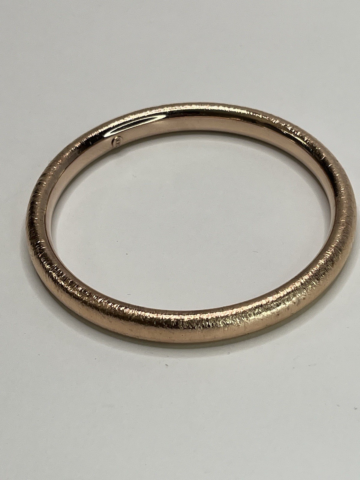 One Milor Italy 14K Rose Gold Over Resin Textured Bangle Bracelet 8”