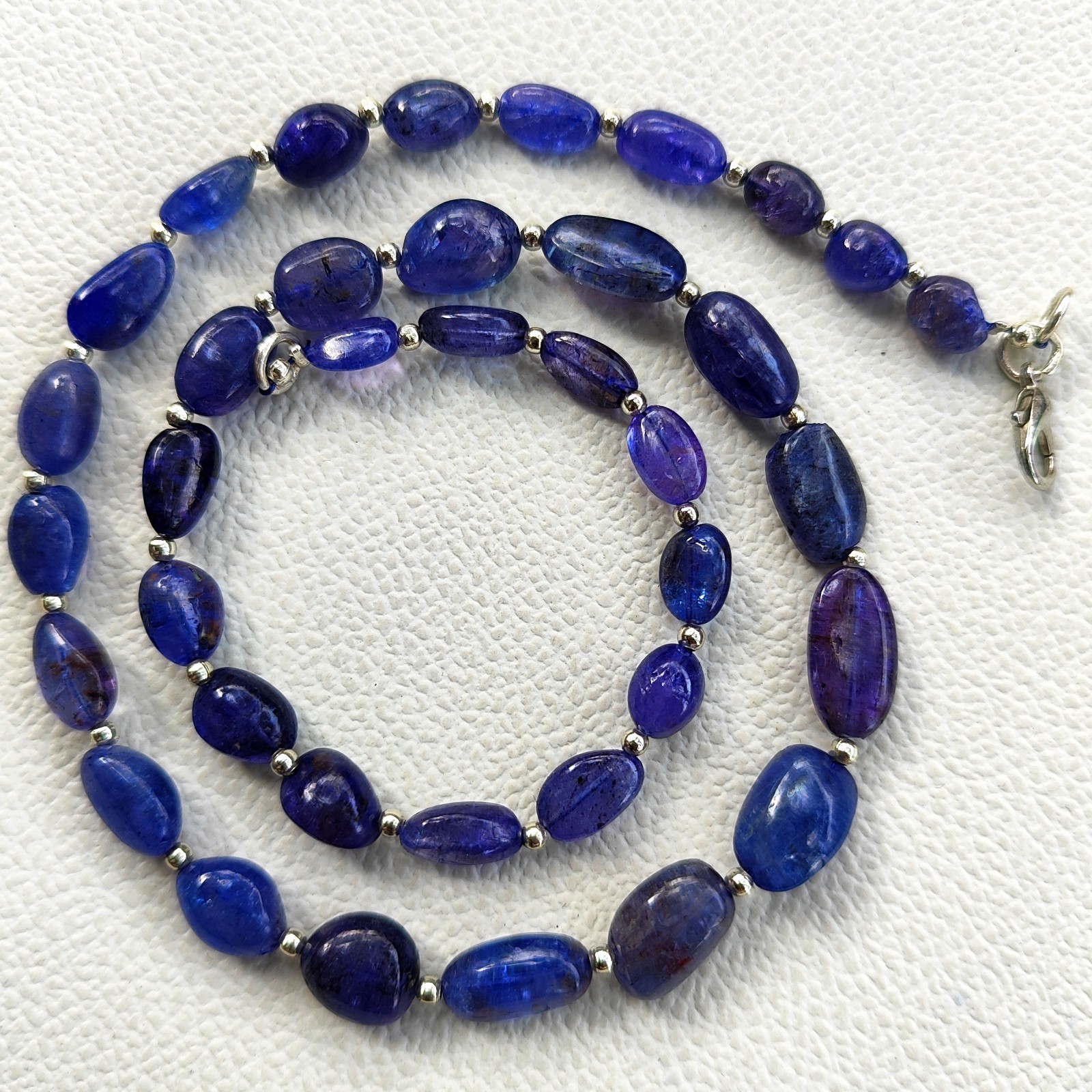 Tanzania Bicolor Tanzanite Smooth Nugget Beads Necklace 17.5 Inch 9-12mm Gems