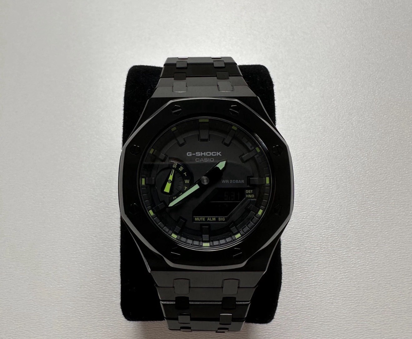 Casio G-Shock GA2100 Custom Stealth Black Metal Mod Analog Digital Watch CasiOak