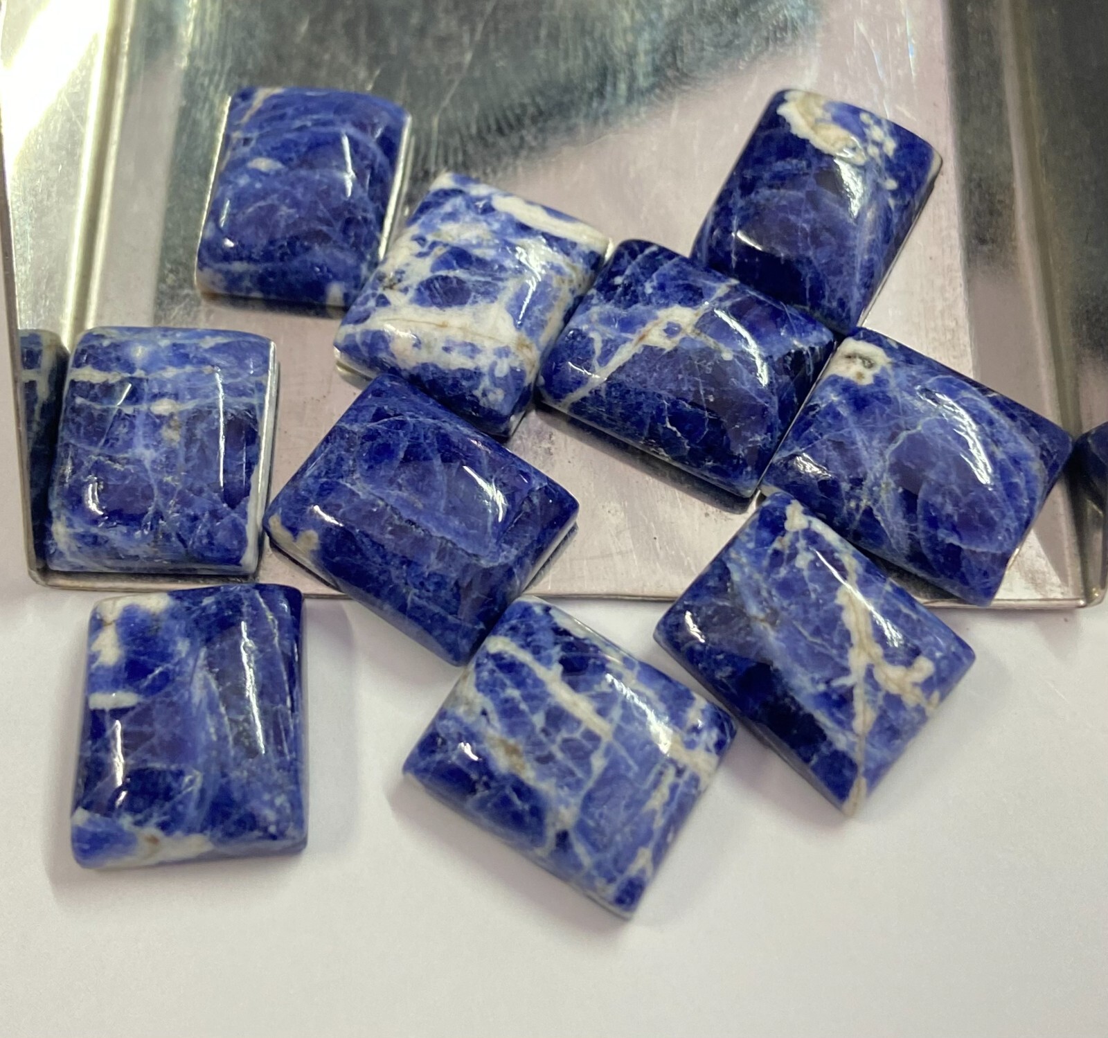 Natural Sodalite Rectangle Shape Cabochon, Wholesale Calibrated Gemstone Lot