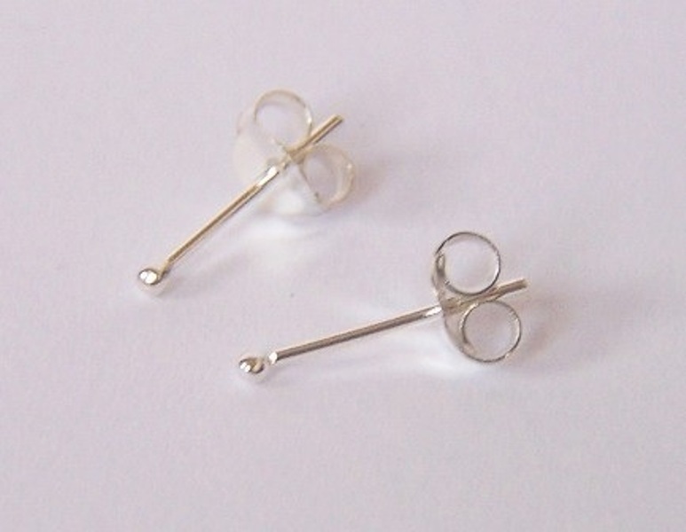 925 Sterling Silver EXTRA Tiny 1mm small Plain Ball Stud Earrings NOSE PIN PAIR