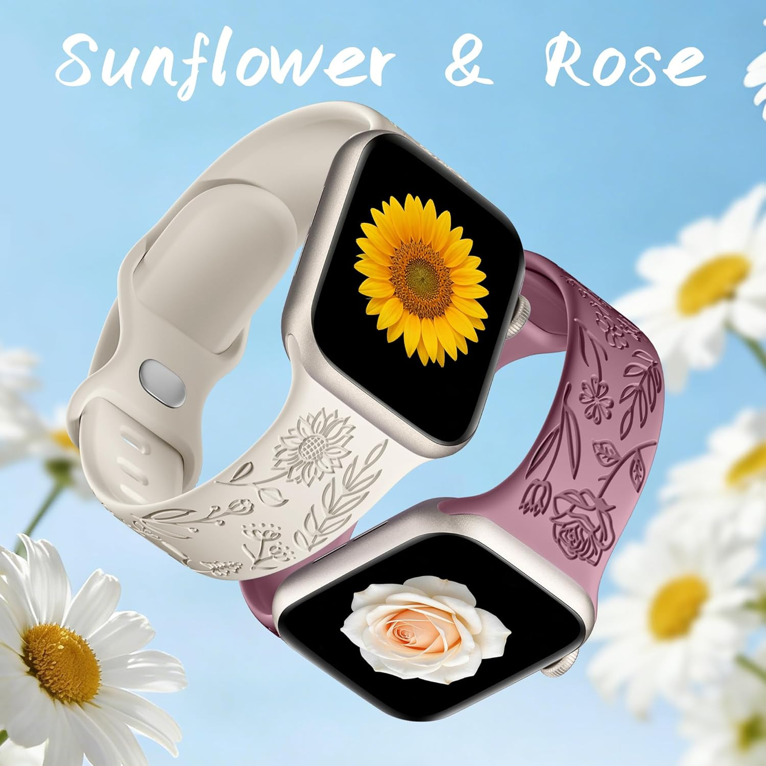 6 Pack Floral Engraved Bands Compatible with Apple Watch Bands 40Mm 41Mm 42Mm 38
