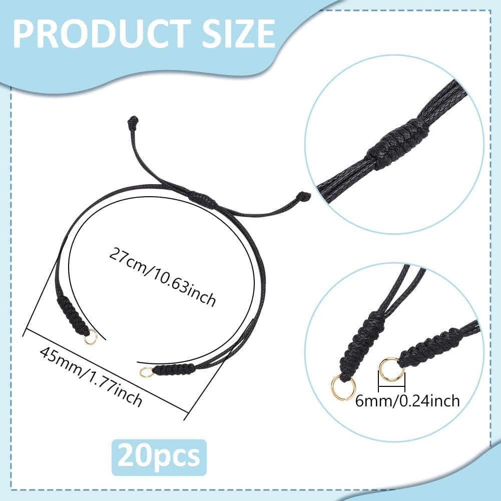 20Pcs Waxed Polyester Cord Bracelets Friendship Bracelet 27Cm Semi Finished Brac