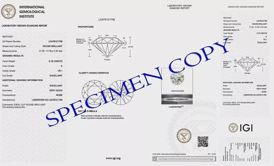 IGI Certified Lab grown/CVD Diamond Women Birthday Ring 14k Gold 6Ct Cushion Cut