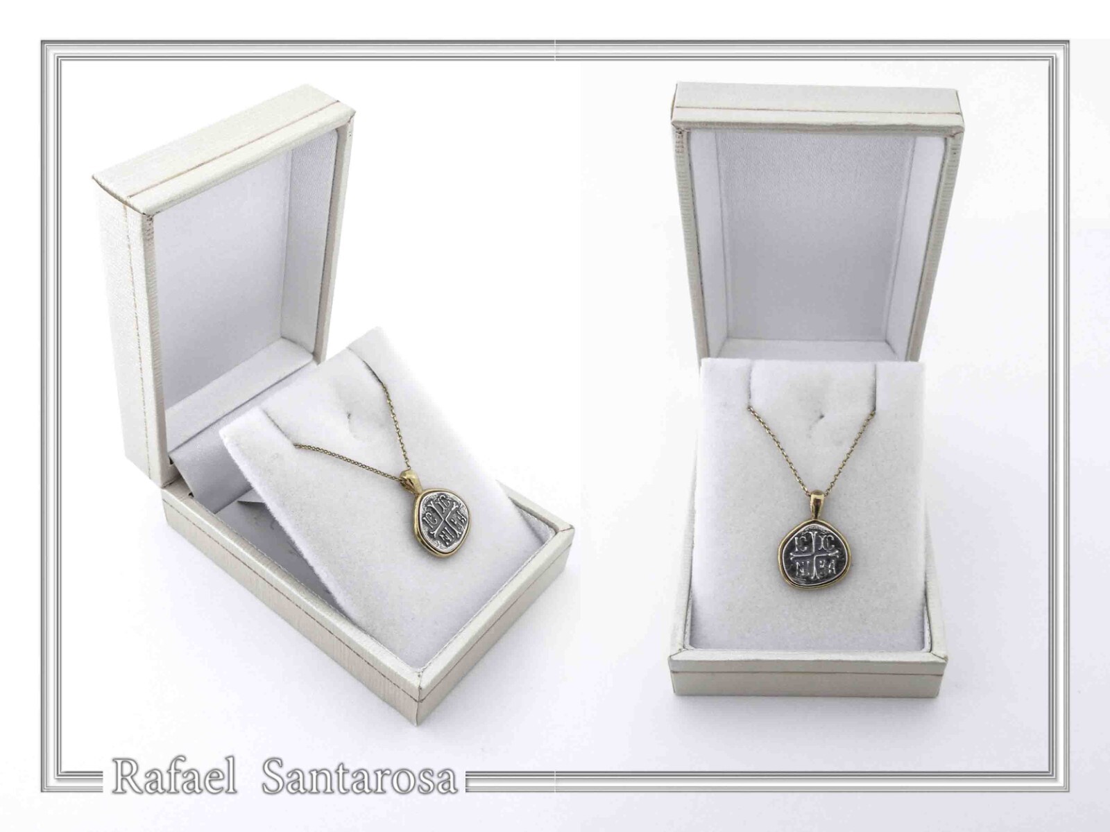 Protection cross coinshape Jesus Christ Wins silver Constantinato talisman charm