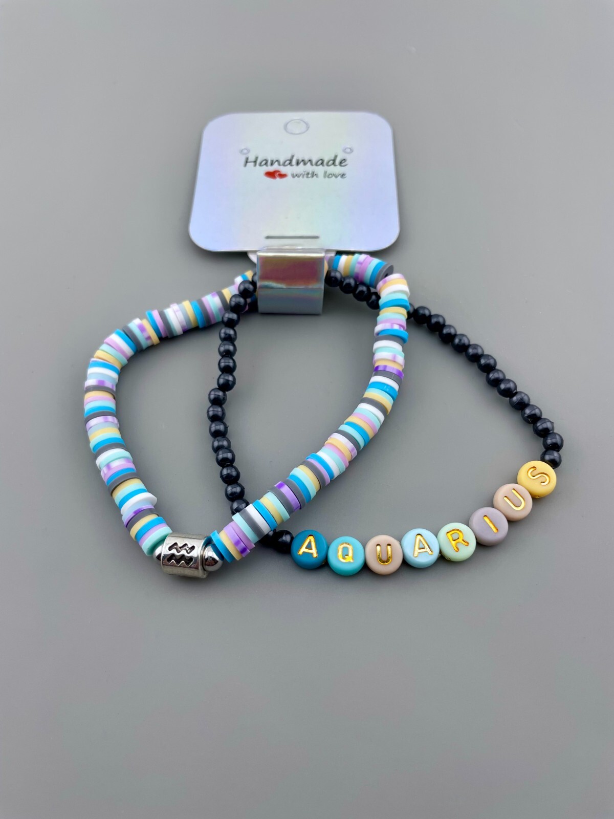 Aquarius Zodiac Bracelet NWT Zodiac Horoscope Charm Bracelet with Heishi