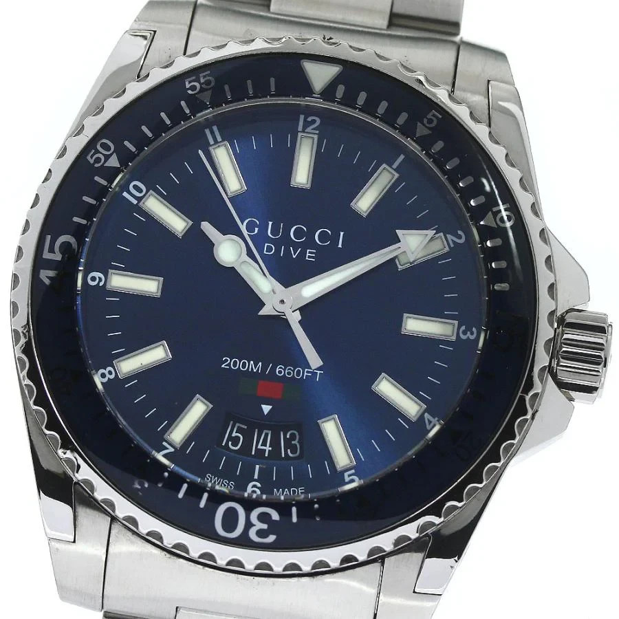 GUCCI YA136311 Men’s 40mm Dive Watch – Blue Stainless-Steel Band and Case