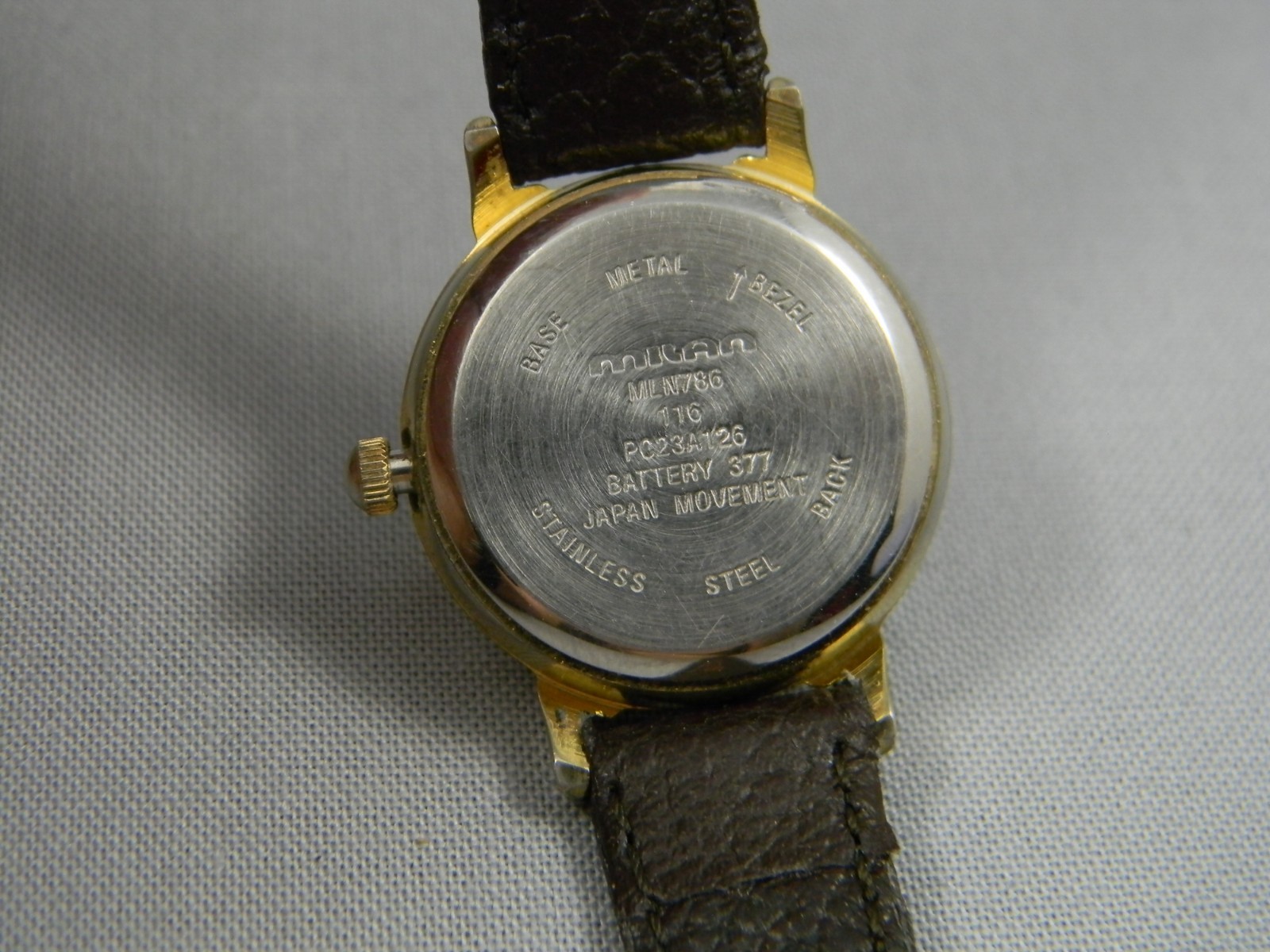 Milan Moon Phase Watch Women 24mm Gold Tone Date Leather Band New Battery