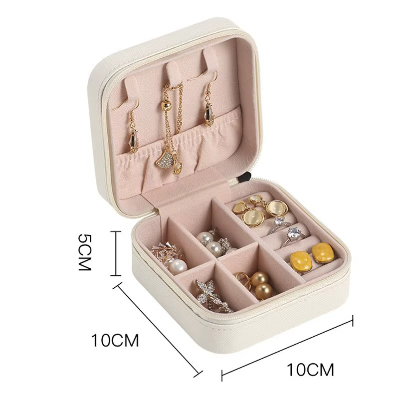 Small PU Leather Jewelry Box Portable Travel Jewellery Ornaments Storage Case