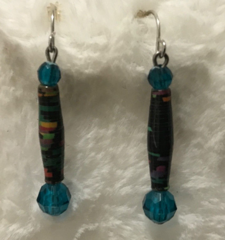 Artisan Unique Rolled Varnished Tube Paper Earrings Necklace Set