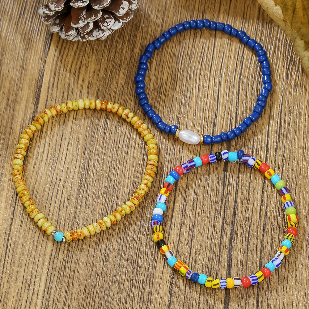 Colorful Beaded Bracelet Set Boho Style Handmade Stretch Jewelry for Men Women