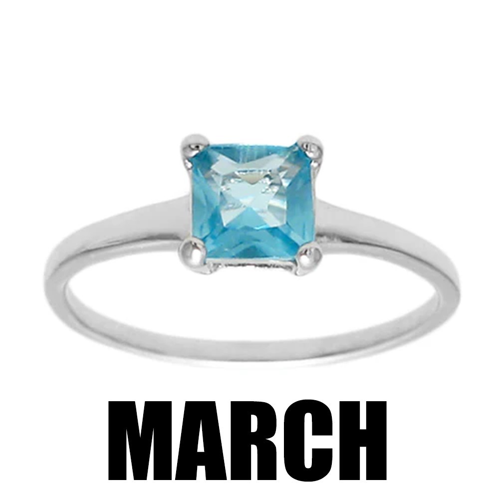 925 Sterling Silver Child’s Baby Princess Cut CZ Birthstone Ring Choose Month
