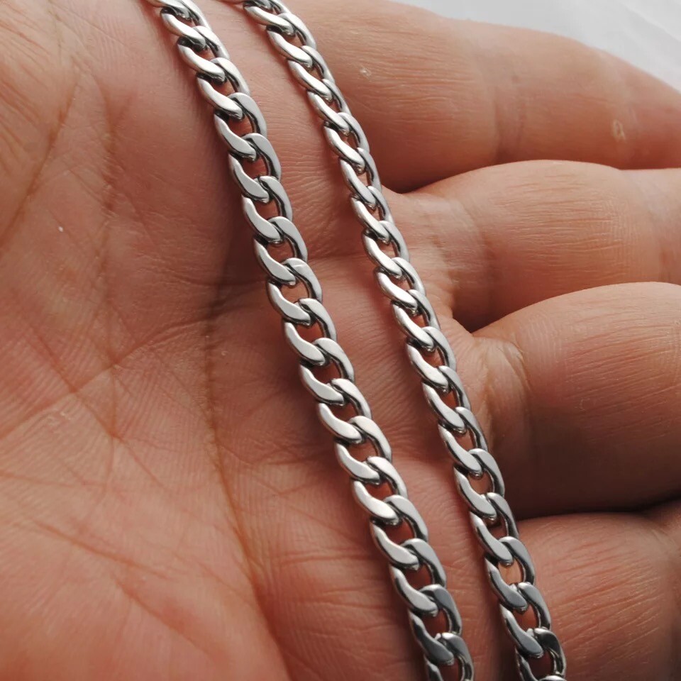 Men’s Unisex 316L Stainless Steel 6MM Curb Link NK Necklace Chain Wholesale