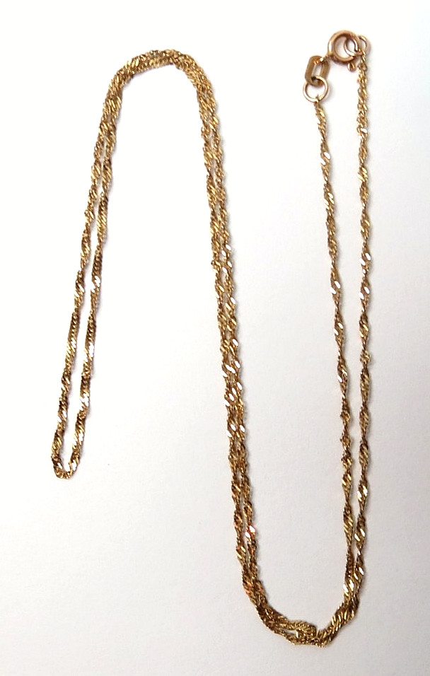 10K SOLID YELLOW GOLD “OR” NECKLACE THIN CHAIN 18″ LONG 1.0 GRAM hi