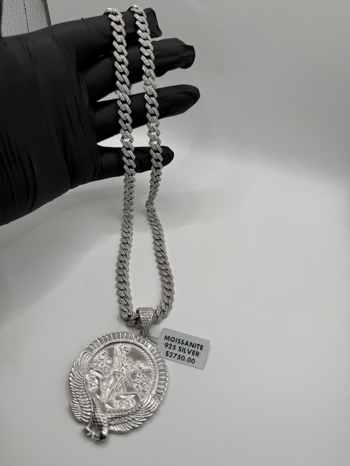 Solid Sterling Silver Moissnaite Chain 24” 8.8mm W 925 Centenario W Moissnaite