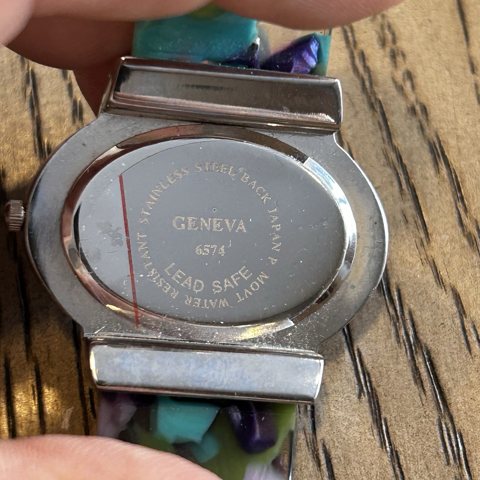Geneva Multicolor Resin Cuff Bracelet Watch Y2K Quartz Model 574