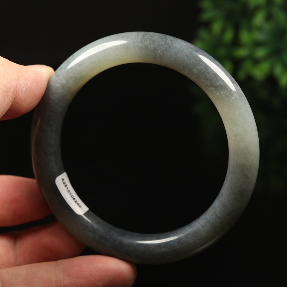 61mm Certified 100% Natural Grade A Black Green Xiu Jade Bangle Bracelet 12533