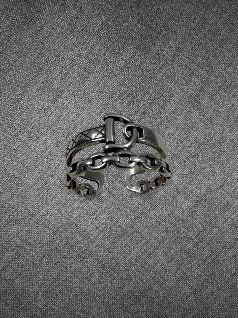 Sterling Silver Zipper Chain Adjustable Ring