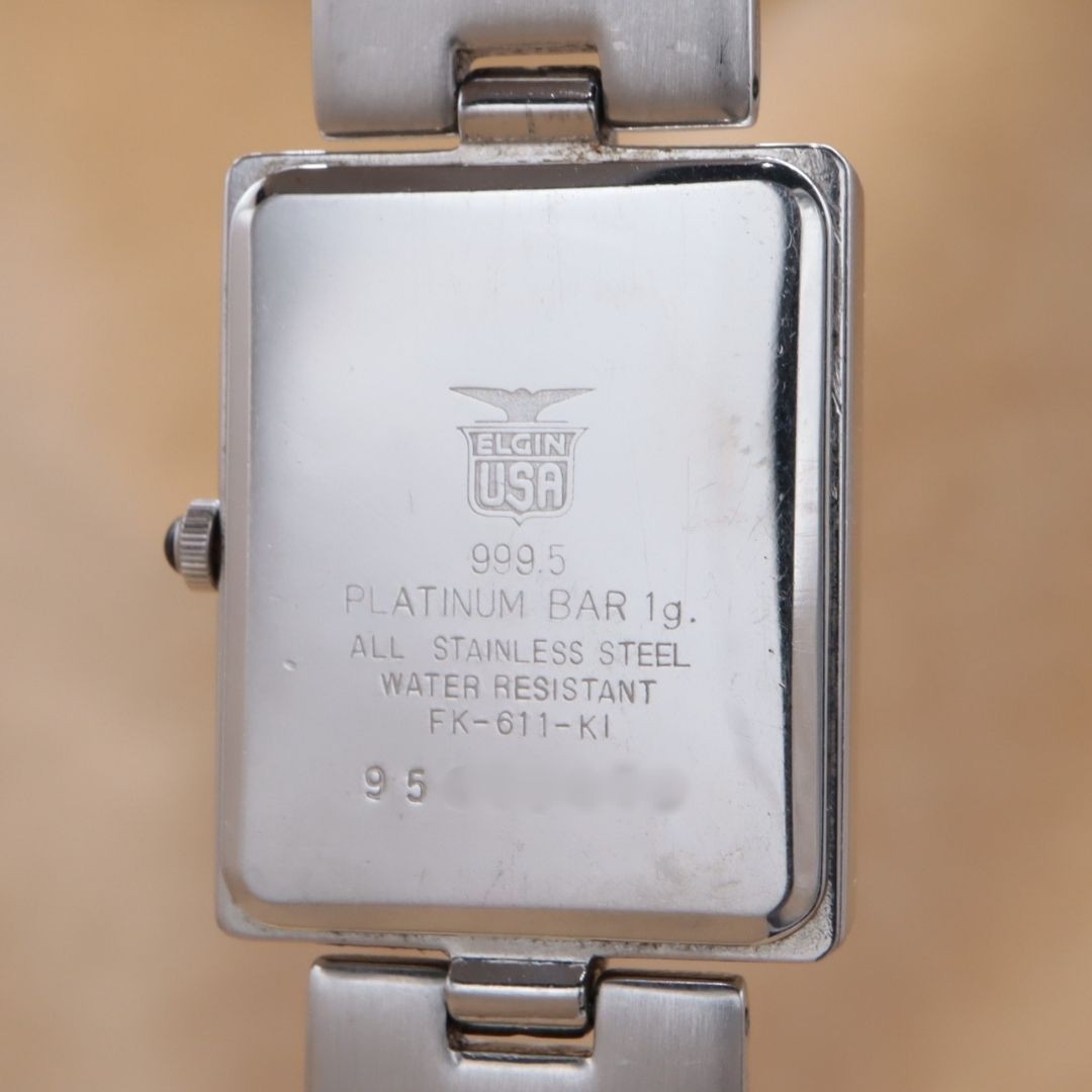 ELGIN FK-611-K1 Platinum 999.5 Dial Watch 17cm/6.69in Quartz Rectangular