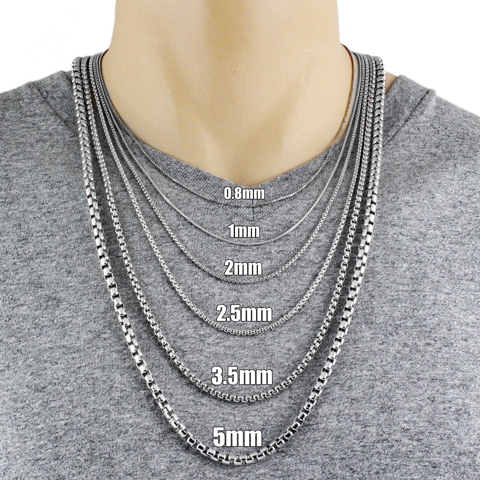 Guaranteed 925 Sterling Silver Rhodium Plated Round Box Chain Necklace 1mm-5mm