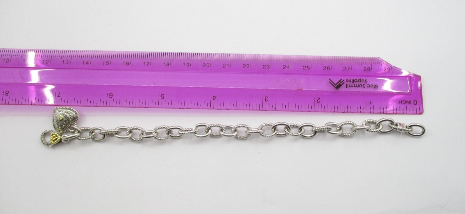 Judith Ripka 0.02CT Round Diamond Two Tone Sterling Yellow Gold Bracelet 7.25″