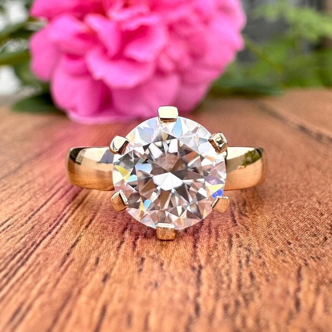 RARE Certified 6.10 Ct Ct White Treated Diamond Solitaire Ring In 925 Silver